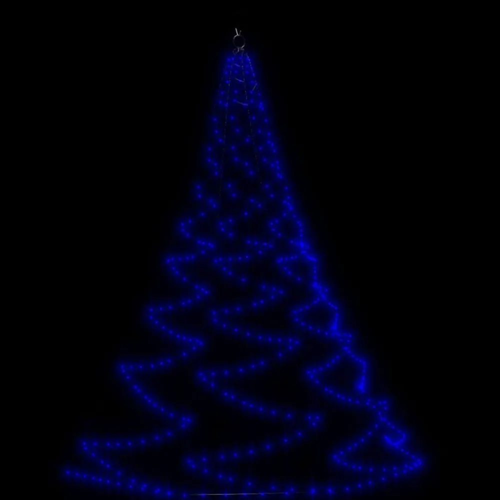 Luminaires-vidaXL Arbre mural avec crochet métallique 260 LED 3 m Int/Ext Bleu
