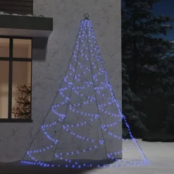 Luminaires-vidaXL Arbre mural avec crochet métallique 260 LED 3 m Int/Ext Bleu
