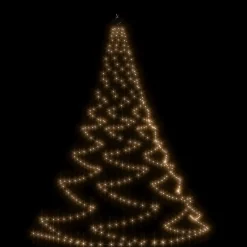 Luminaires-vidaXL Arbre mural avec crochet métallique 260 LED 3 m Blanc chaud
