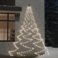 Luminaires-vidaXL Arbre mural avec crochet métallique 260 LED 3 m Blanc chaud