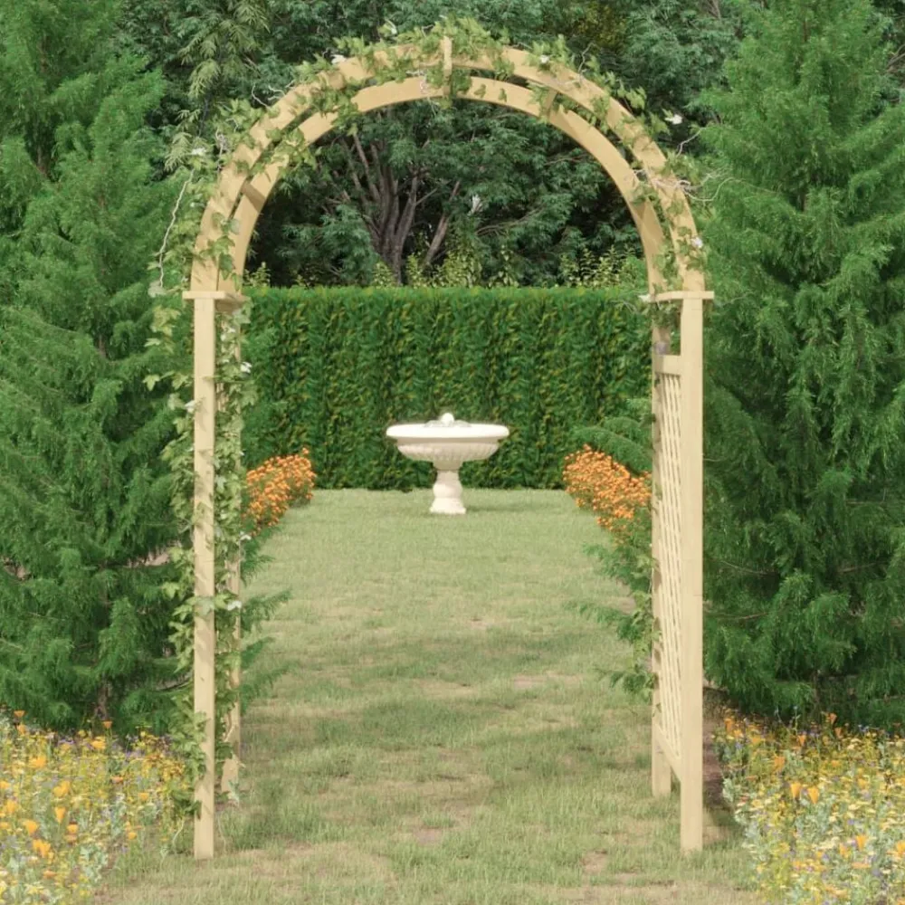 Pelouses & Jardins-vidaXL Arche avec treillis 141x97x243 cm Bois de pin massif imprégné