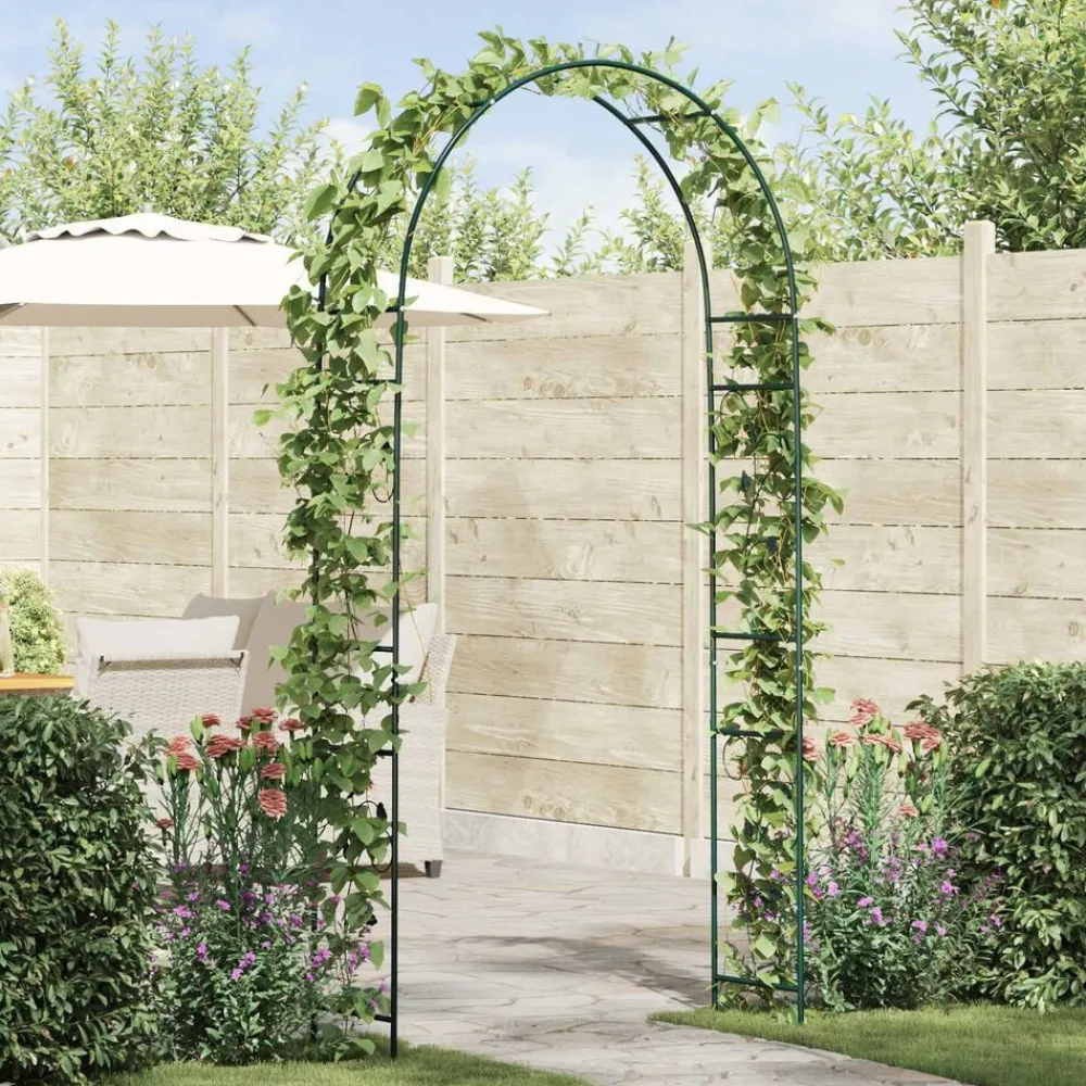 Pelouses & Jardins-vidaXL Arche de jardin Floral 115 x 37 x 231 cm Vert