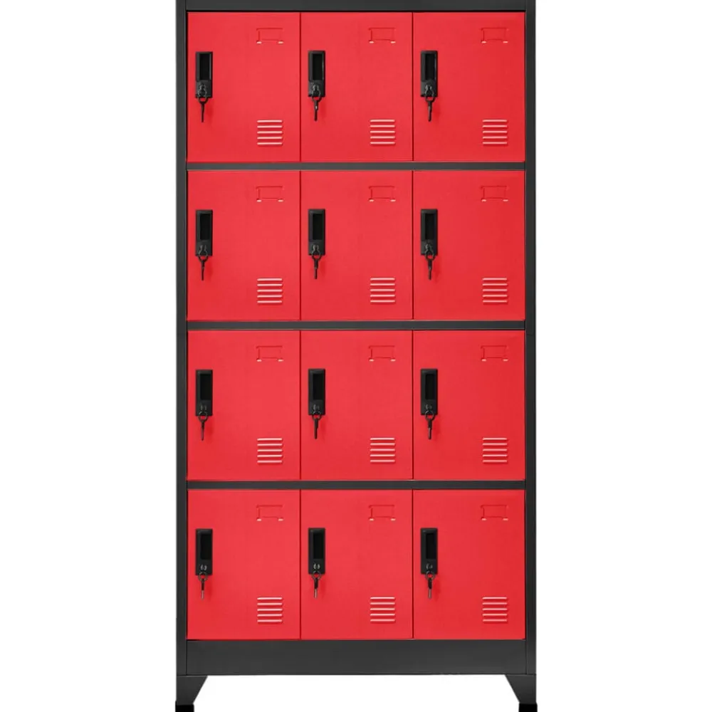 Armoires & Meubles De Rangement-vidaXL Armoire à casiers 90x45x180 cm Acier anthracite et rouge