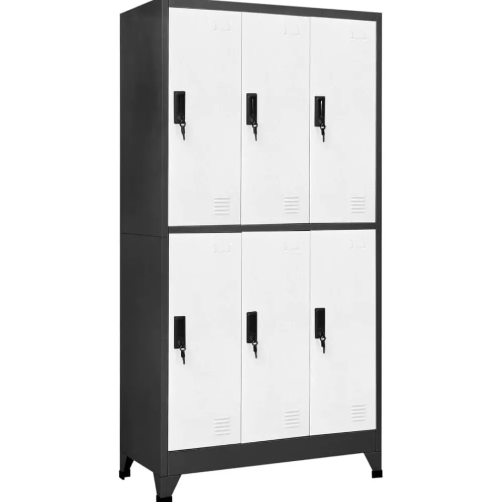 Armoires & Meubles De Rangement-vidaXL Armoire à casiers 90x45x180 cm Acier Anthracite et blanc