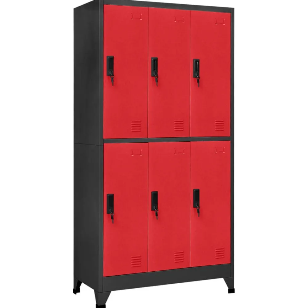 Armoires & Meubles De Rangement-vidaXL Armoire à casiers 90x45x180 cm Acier anthracite et rouge