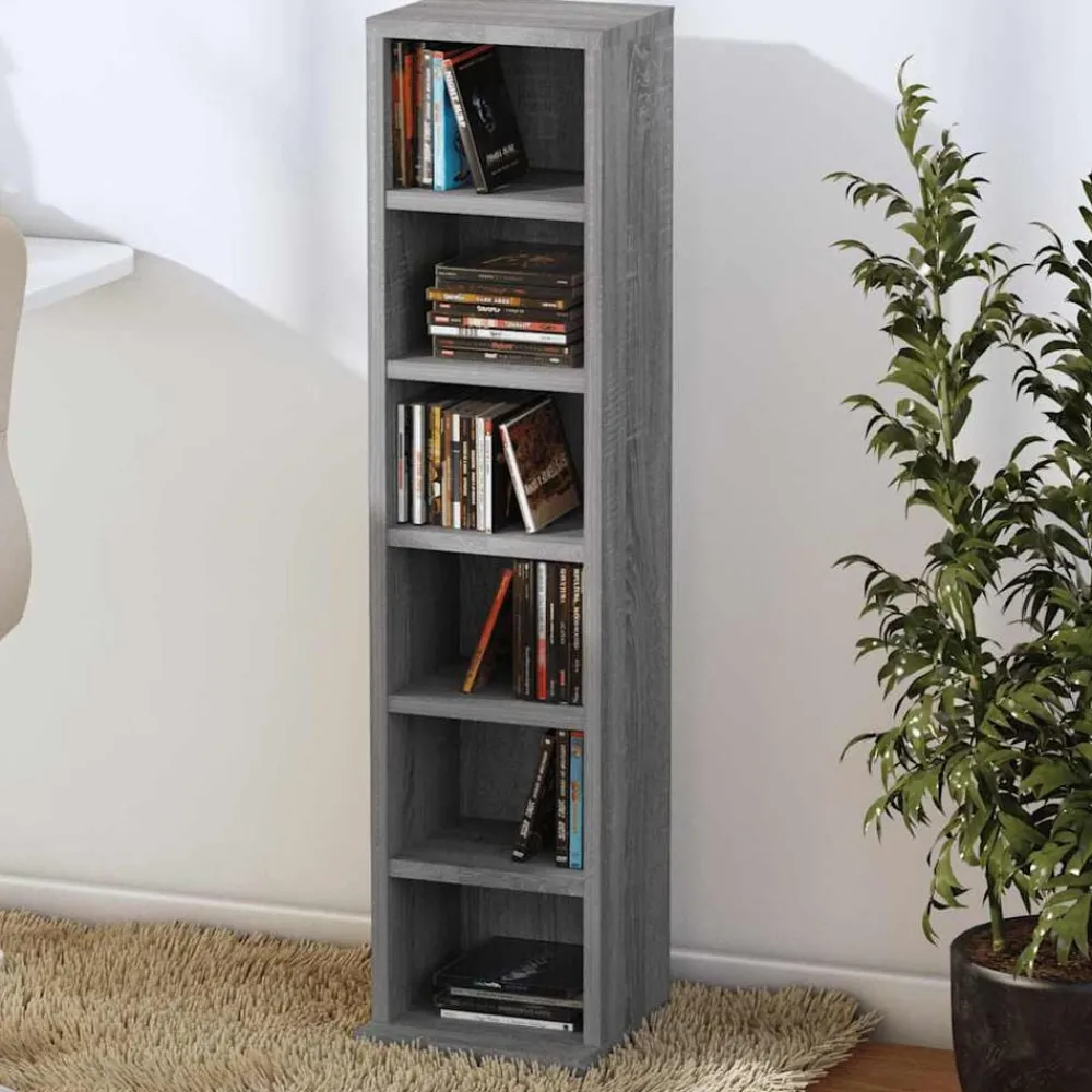 Armoires & Meubles De Rangement-vidaXL Armoire à CD 21x20x88 cm Bois d'ingénierie Sonoma gris