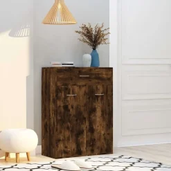 vidaXL Armoire à chaussures Chêne fumé 60x35x84 cm Bois d'ingénierie