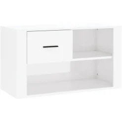 Produits Ménagers-vidaXL Armoire à chaussure 80x35x45 cm Bois ingénierie Blanc brillant