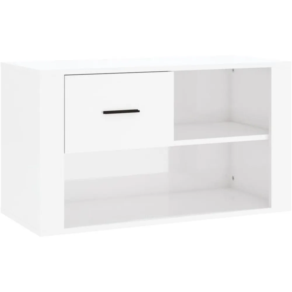 Produits Ménagers-vidaXL Armoire à chaussure 80x35x45 cm Bois ingénierie Blanc brillant