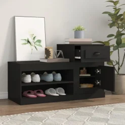 Produits Ménagers-vidaXL Armoire à chaussures 100x42x60 cm bois d'ingénierie Noir
