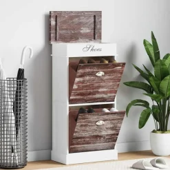 Produits Ménagers-vidaXL Armoire à chaussures 50 x 28 x 98 cm Bois de Paulownia Marron