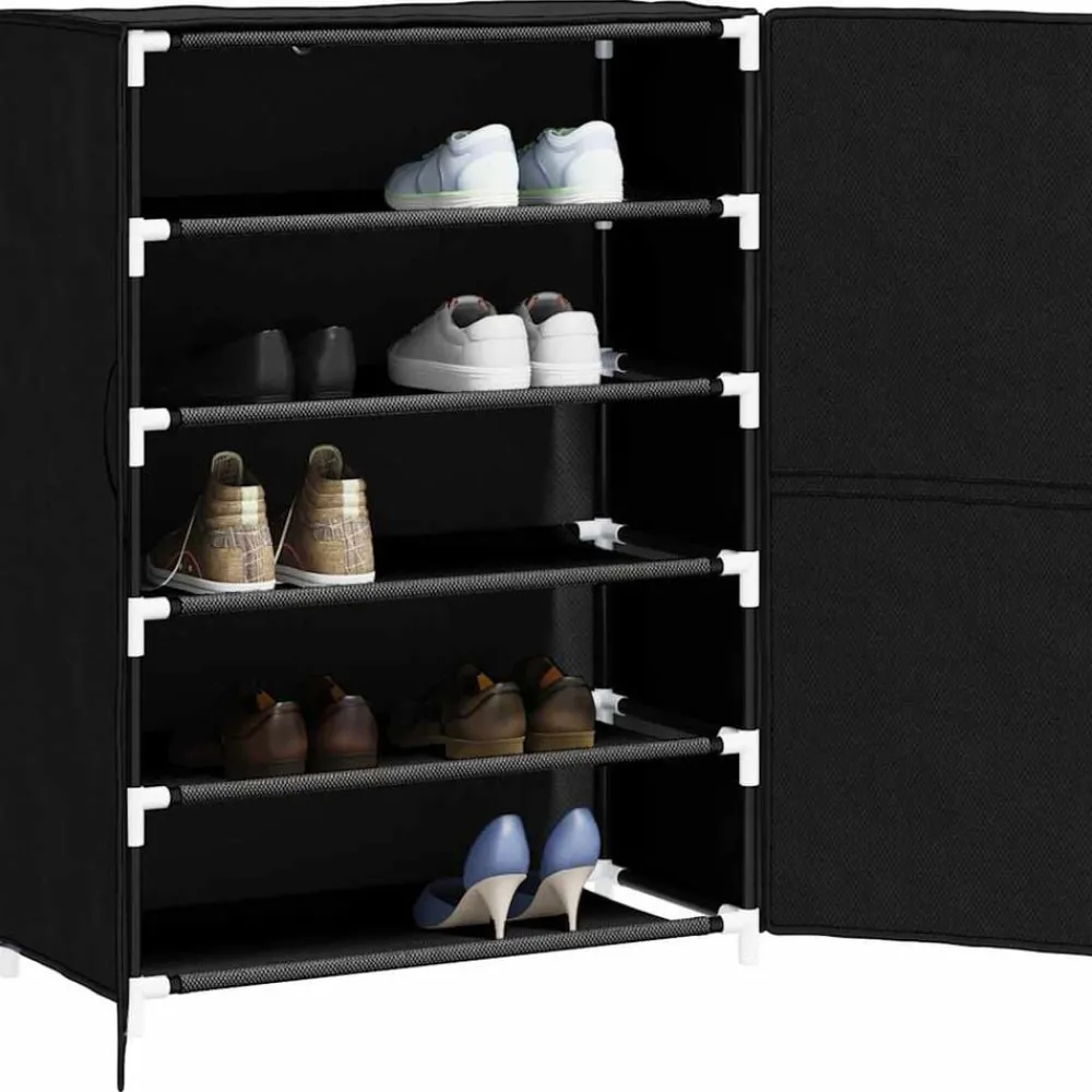 Produits Ménagers-vidaXL Armoire à chaussures 60x28x90 cm Tissu Noir