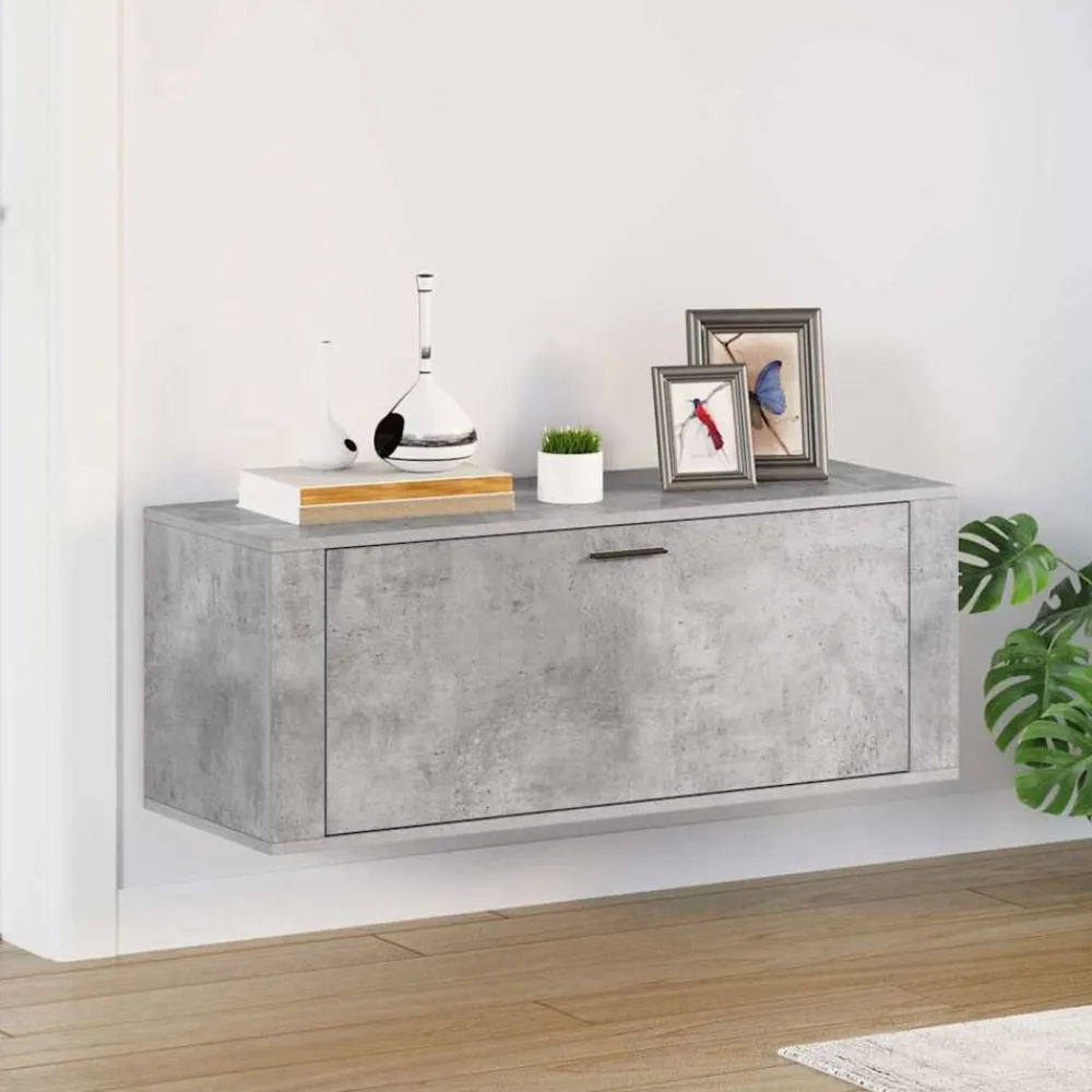 Produits Ménagers-vidaXL Armoire à chaussures murale 100x35x38 cm Gris béton