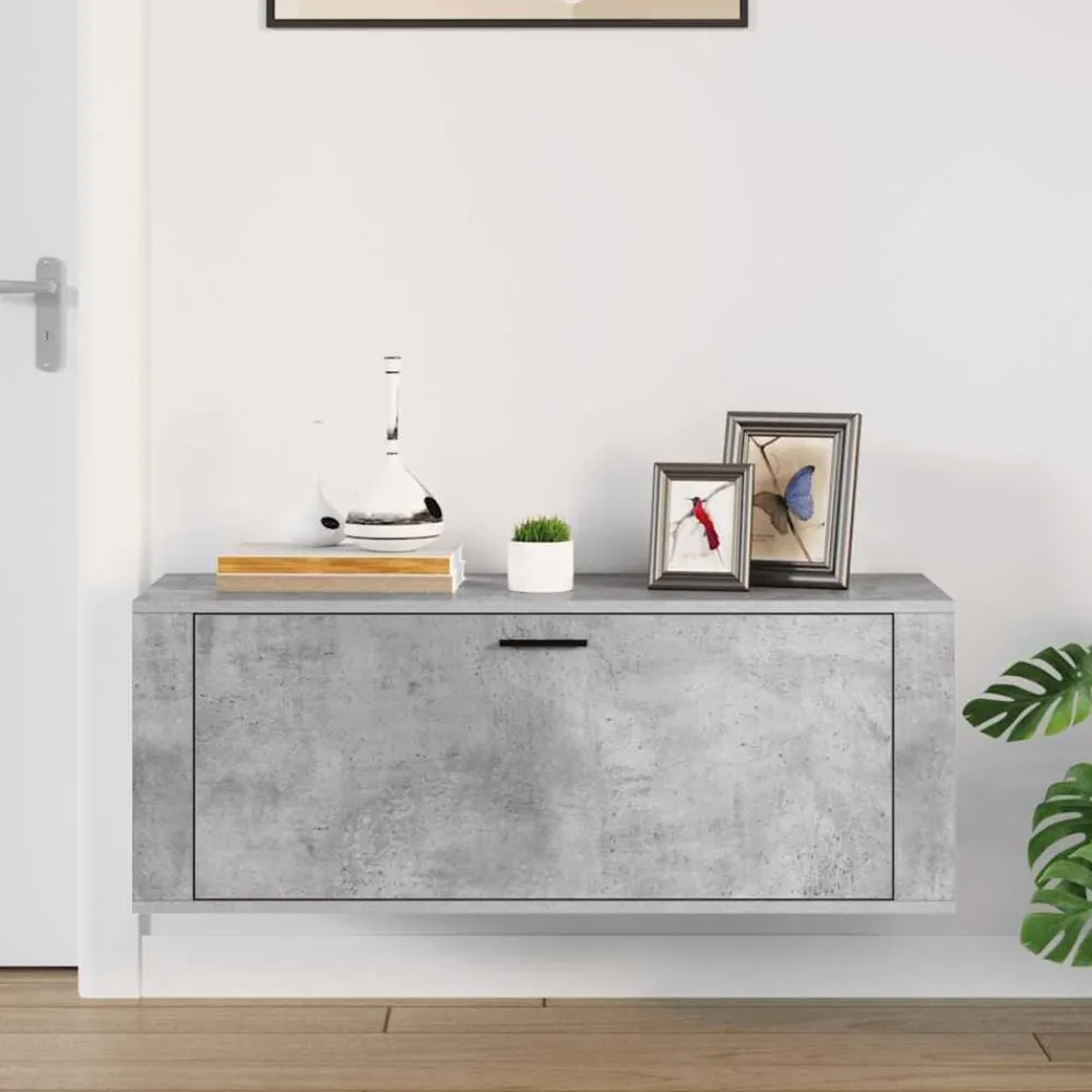 Produits Ménagers-vidaXL Armoire à chaussures murale 100x35x38 cm Gris béton
