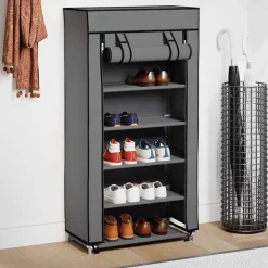 vidaXL Armoire à chaussures avec housse 58x28x106 cm Tissu