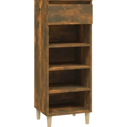 Produits Ménagers-vidaXL Armoire à chaussures Chêne fumé 40x36x105 cm Bois d'ingénierie Chêne fumé