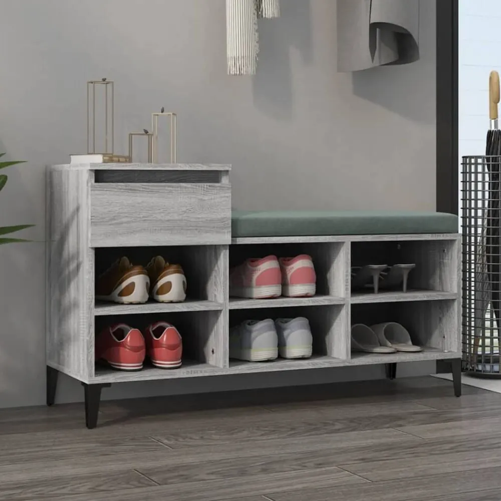 Produits Ménagers-vidaXL Armoire à chaussures 102x36x60 cm Bois d'ingénierie Sonoma gris