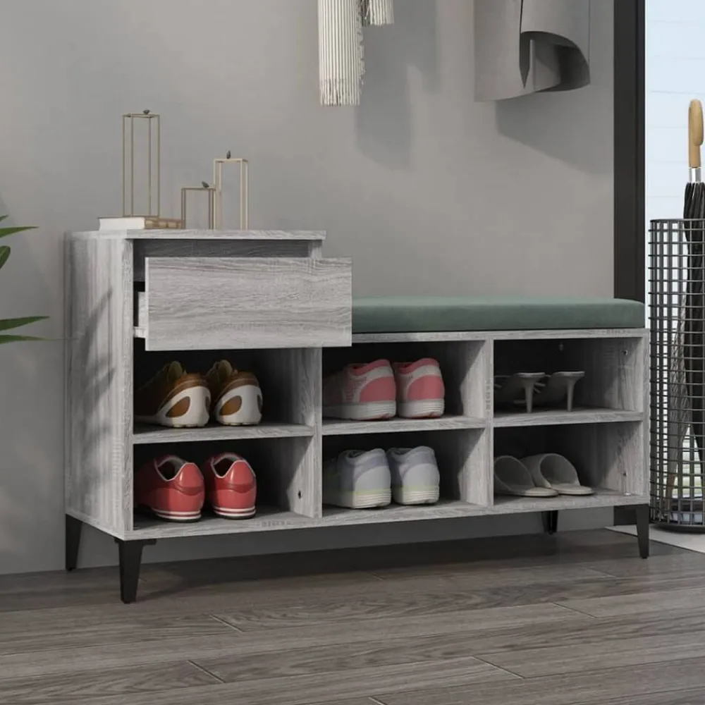 Produits Ménagers-vidaXL Armoire à chaussures 102x36x60 cm Bois d'ingénierie Sonoma gris