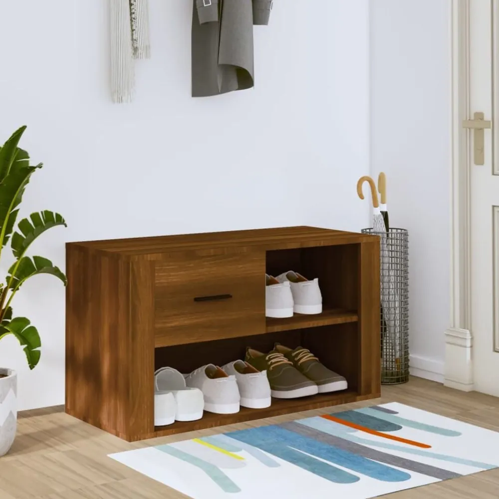 vidaXL Armoire à chaussures Chêne marron 80x35x45 cm Bois d'ingénierie