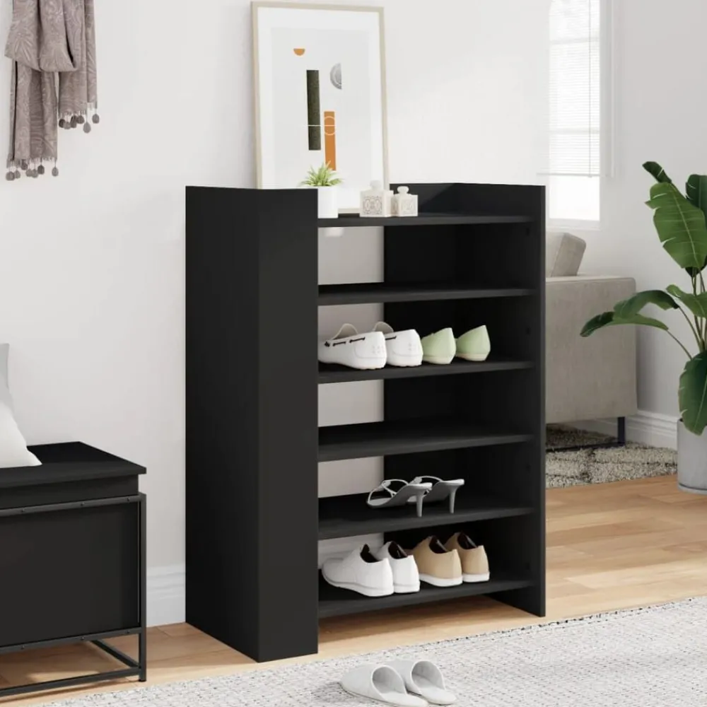 Produits Ménagers-vidaXL Armoire à chaussures 74,5x37,5x100 cm bois d'ingénierie Noir