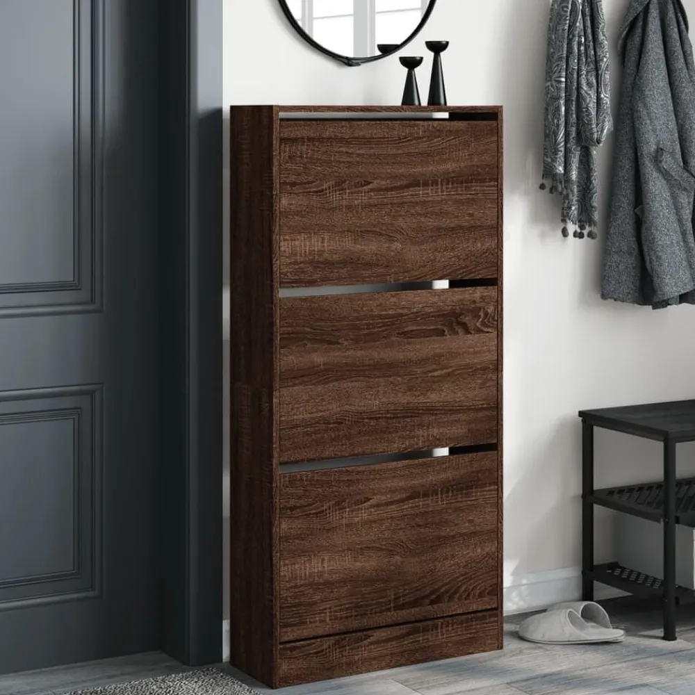 Produits Ménagers-vidaXL Armoire à chaussures chêne marron 60x21x125,5cm bois ingénierie Chêne marron