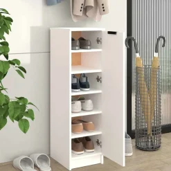 Produits Ménagers-vidaXL Armoire à chaussures 30x35x100 cm Bois d'ingénierie Blanc
