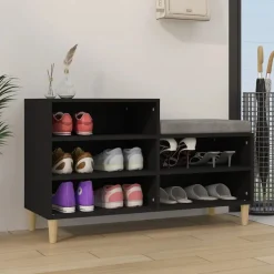 Produits Ménagers-vidaXL Armoire à chaussures 102x36x60 cm Bois d'ingénierie Noir