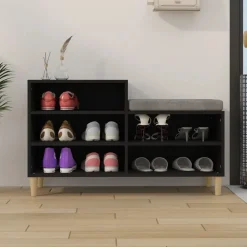 Produits Ménagers-vidaXL Armoire à chaussures 102x36x60 cm Bois d'ingénierie Noir