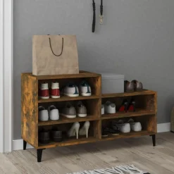 Produits Ménagers-vidaXL Armoire à chaussures Chêne fumé 102x36x60 cm Bois d'ingénierie Ch&ecirc;ne fumé