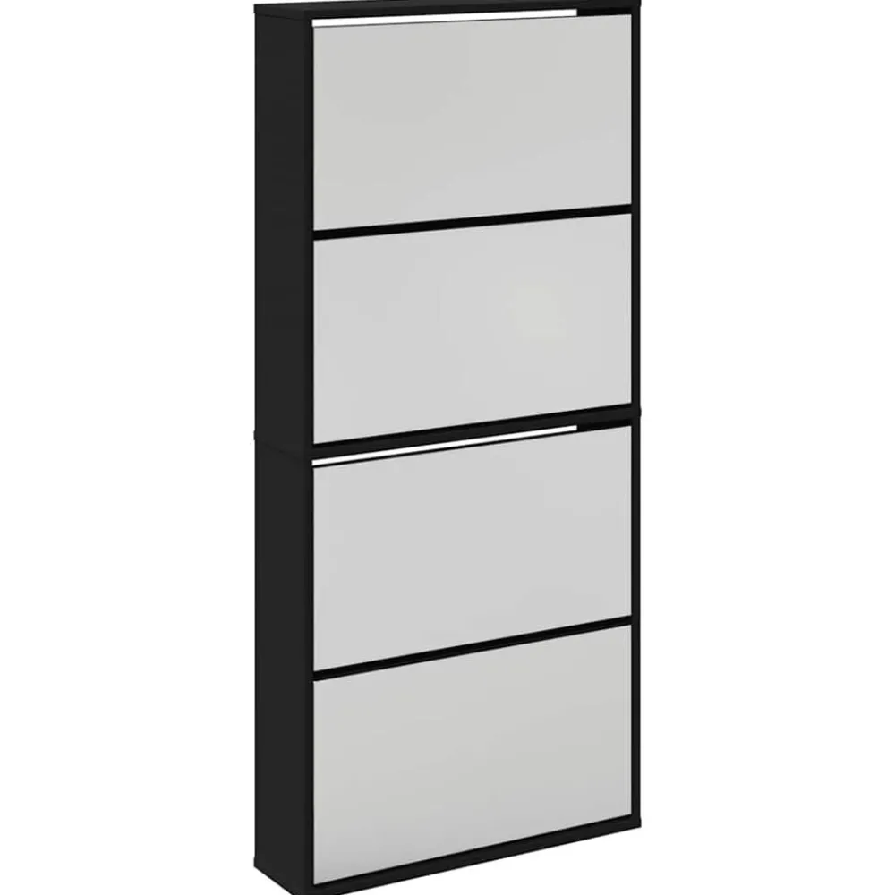 vidaXL Armoire à chaussures avec miroir à 4 niveaux 63x17x134 cm