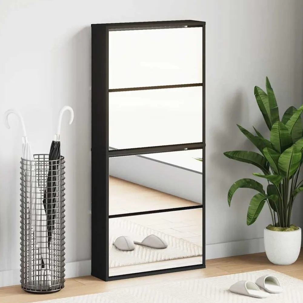 vidaXL Armoire à chaussures avec miroir à 4 niveaux 63x17x134 cm