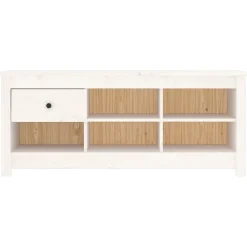 Produits Ménagers-vidaXL Armoire à chaussures 110x38x45,5 cm Bois de pin massif Blanc