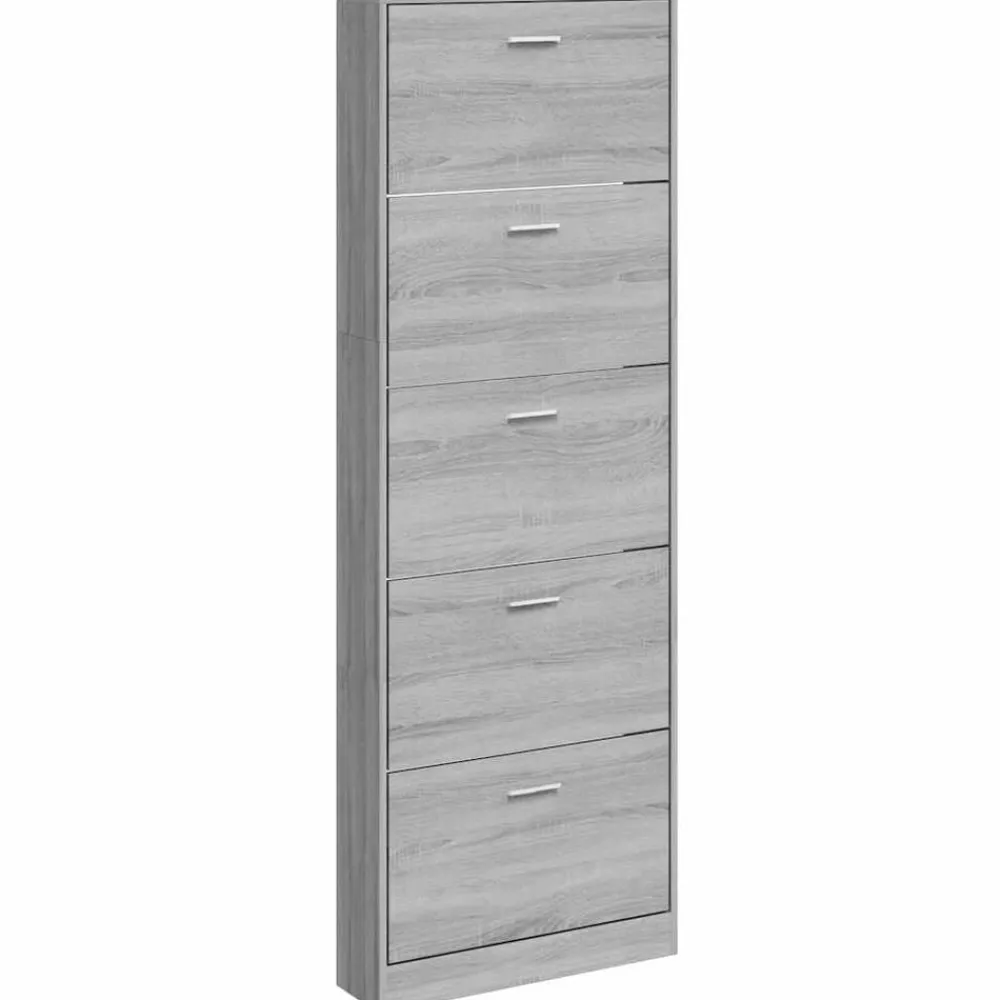 Produits Ménagers-vidaXL Armoire à chaussures 59x17x169 cm Bois d'ingénierie Sonoma gris