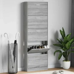 Produits Ménagers-vidaXL Armoire à chaussures 59x17x169 cm Bois d'ingénierie Sonoma gris