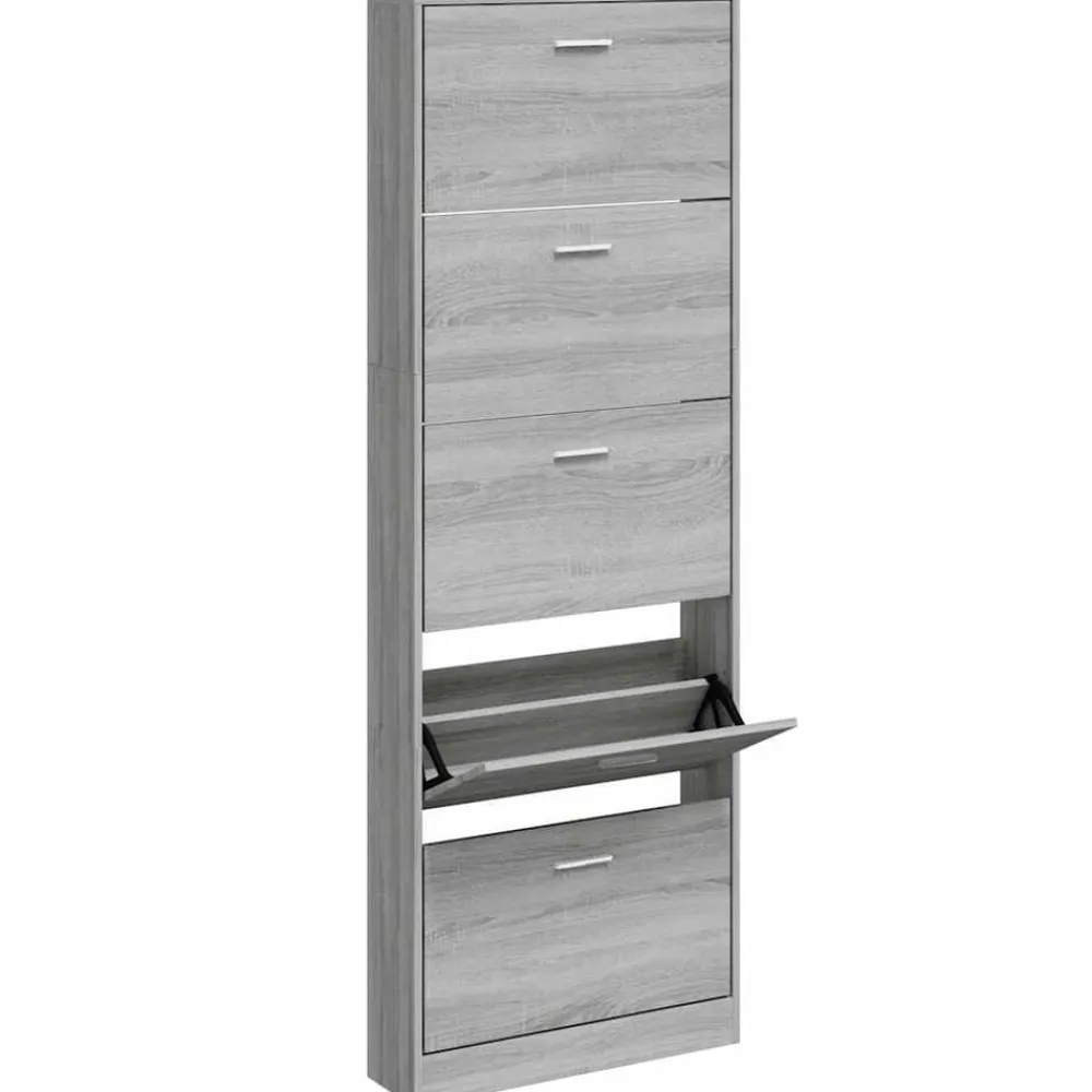 Produits Ménagers-vidaXL Armoire à chaussures 59x17x169 cm Bois d'ingénierie Sonoma gris