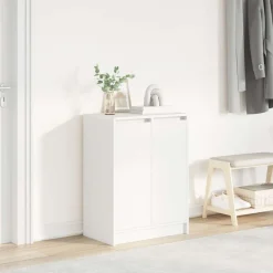 Produits Ménagers-vidaXL Armoire à chaussures 57x34x76 cm bois d'ingénierie Blanc