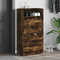 vidaXL Armoire à chaussures chêne fumé 60x34x116 cm bois d'ingénierie