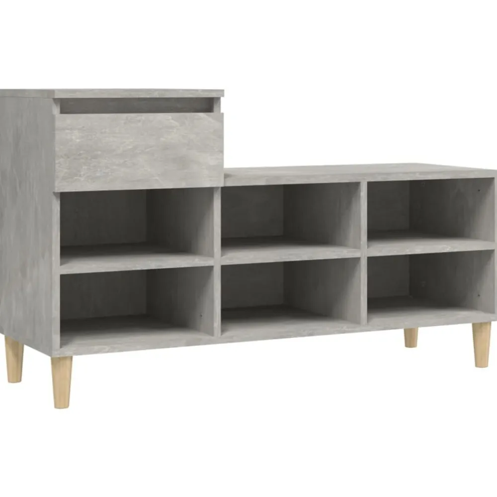 Produits Ménagers-vidaXL Armoire à chaussures 102x36x60 cm Bois d'ingénierie Gris béton