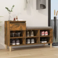 Produits Ménagers-vidaXL Armoire à chaussures Chêne fumé 102x36x60 cm Bois d'ingénierie Ch&ecirc;ne fumé