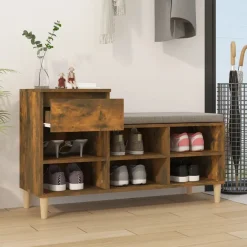 Produits Ménagers-vidaXL Armoire à chaussures Chêne fumé 102x36x60 cm Bois d'ingénierie Ch&ecirc;ne fumé