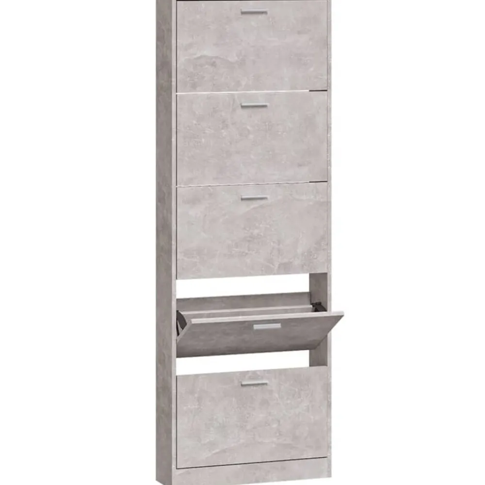 Produits Ménagers-vidaXL Armoire à chaussures 59x17x169 cm Bois d'ingénierie Gris béton