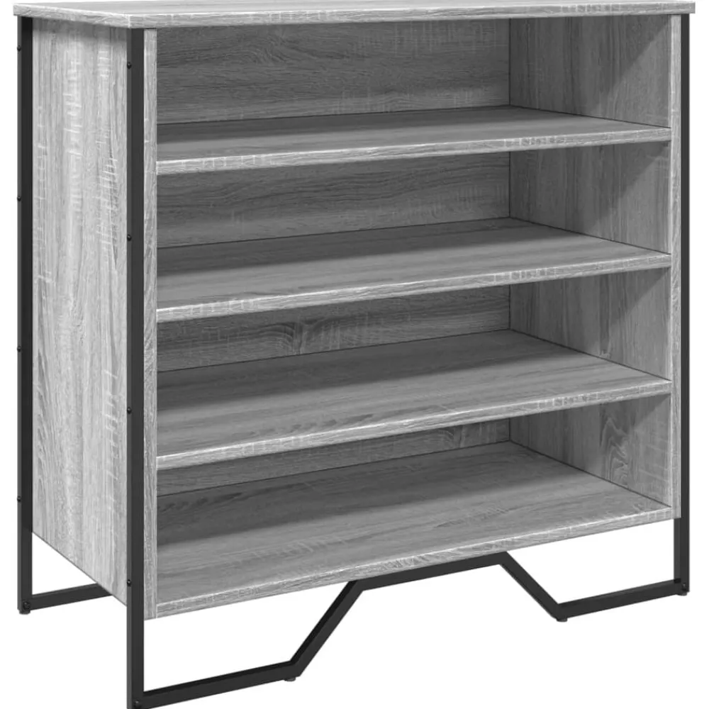 Produits Ménagers-vidaXL Armoire à chaussures 80x38x78 cm bois d'ingénierie Sonoma gris
