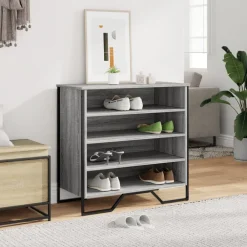 Produits Ménagers-vidaXL Armoire à chaussures 80x38x78 cm bois d'ingénierie Sonoma gris