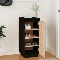 Produits Ménagers-vidaXL Armoire à chaussures 35x35x80 cm Bois de pin massif Noir