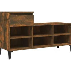 Produits Ménagers-vidaXL Armoire à chaussures Chêne fumé 102x36x60 cm Bois d'ingénierie Chêne fumé