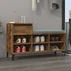 Produits Ménagers-vidaXL Armoire à chaussures Chêne fumé 102x36x60 cm Bois d'ingénierie Ch&ecirc;ne fumé