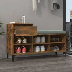 Produits Ménagers-vidaXL Armoire à chaussures Chêne fumé 102x36x60 cm Bois d'ingénierie Ch&ecirc;ne fumé