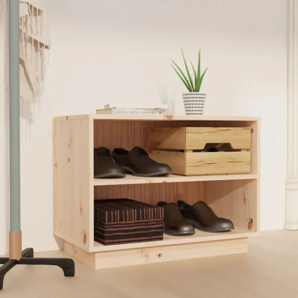 Produits Ménagers-vidaXL Armoire à chaussures 60x34x45 cm Bois de pin massif Naturel