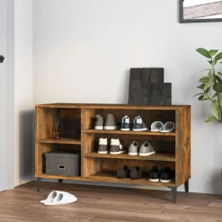 Produits Ménagers-vidaXL Armoire à chaussures Chêne fumé 102x36x60 cm Bois d'ingénierie Ch&ecirc;ne fumé