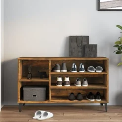 Produits Ménagers-vidaXL Armoire à chaussures Chêne fumé 102x36x60 cm Bois d'ingénierie Ch&ecirc;ne fumé